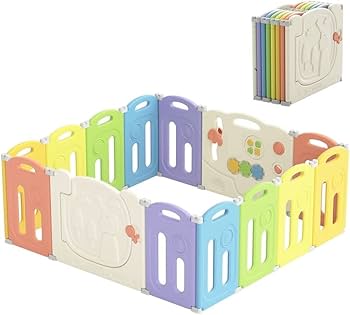 UBRAVOOベビーサークル(14枚パネル, グレー) ベビーサークル 14枚