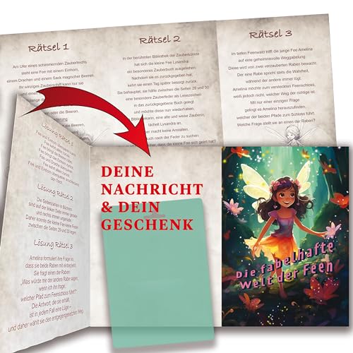 Berninja Rätselkarte für Geldgeschenke – kreative Gutscheinverpackung – Rätselspaß als Grußkarte (Feenrätsel) -Gutscheinkarten-Etuis