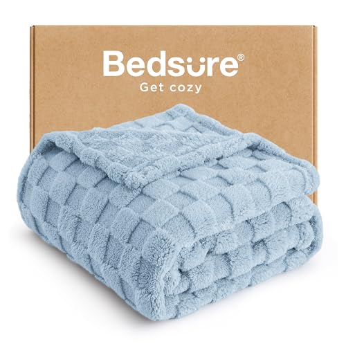 Bedsure GentleSoft Light Blue Throw Blanket for Couch - Super Soft Cozy Blankets Gifts for Women Men Girls, Cute Small Fleece Throws for Bedroom Home Decor, 50x70 Inches