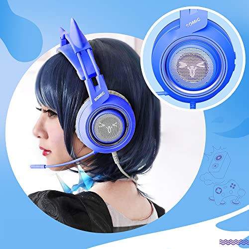 G952S BLUE Headset para jogos com fio de 40 mm Unidade de alto-falante com design leve Interface azu