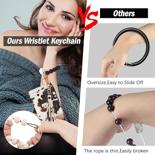 Image of KNGITRYI Wristlet Wallet for Women,RFID Keychain Wallet with Beaded Strap