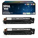 305A Black Toner Cartridge Replacement for HP 305A 305 Black CE410A for Laserjet Pro 400 Color M451dn M451dw M451nw Pro 300 M375nw M475dw M475dn Printe ( 2 Pack)