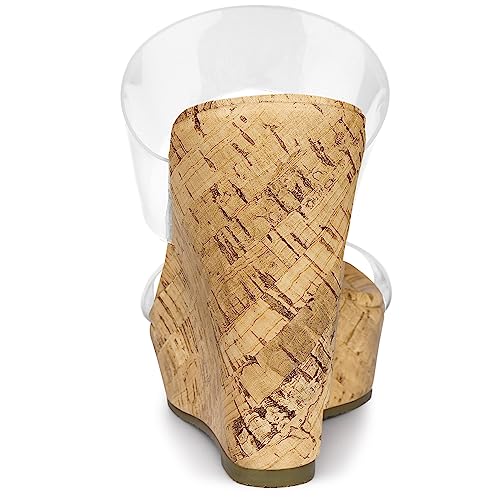 Allegra K Women's Clear Platform Transparent Straps Wedge Heels Sandals4