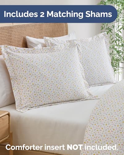 Image of Duvet Cover King Size - Floral Duvet Cover Set - 3 Piece - Little Blooms | Soft Floral Duvet Cover 104 x 90 with 2 Pillow Shams, Comfy Floral Bedding Set, Hotel Luxury with Zipper Closures & Ties