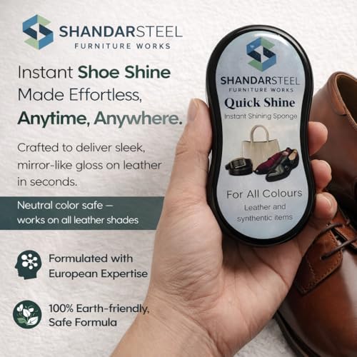 Image of SHANDAR SF Shoe Shiner Instant Leather Shoe Polish & Shoe Care Kit for All Colors - Portable Shoe Cleaner Sponge for Synthetic & Shoes, Boots, Bags
