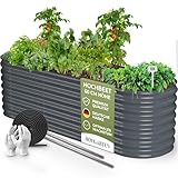 HOFGARTEN 200x60x60cm QuickGrow Plus Metall Hochbeet | Stahl rostfrei verzinkt & lackiert | sehr stabiles Garten Beet oval für Gemüse Kräuter Blumen | Premium Hochbeete-Kit | Anthrazit
