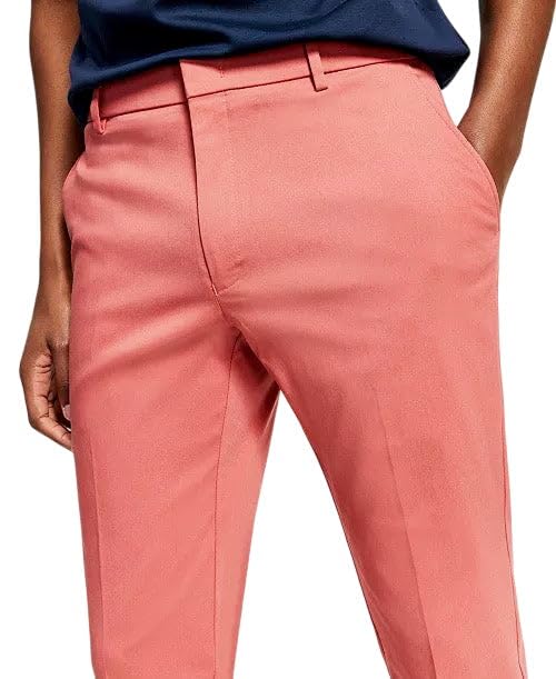 Tommy Hilfiger Mens Modern fit Dress Pants Pants 42/30 Red Solid Stretch4