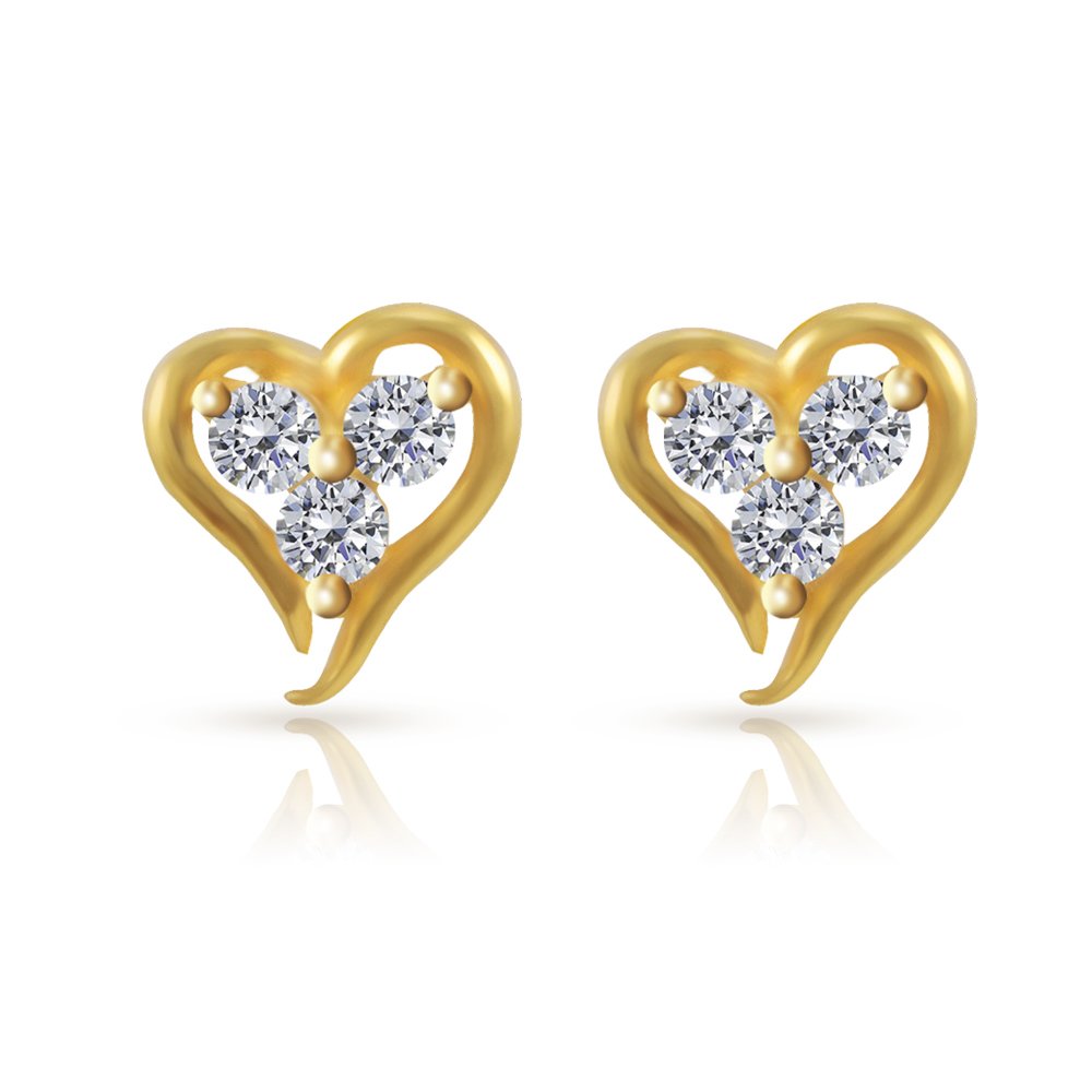 22K Gold Stud Earrings for Women, Yellow, Gold-image-1