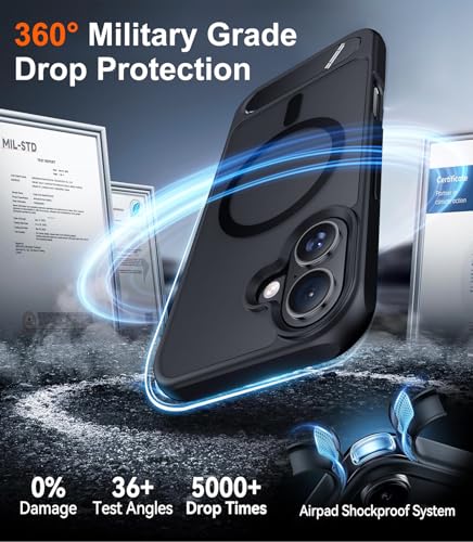 Image of Magnetic Compatible with iPhone 16 Plus Case, [Built-in Invisible Kickstand][Compatible with MagSafe] [Military Grade Shockproof] Slim Translucent Matte Phone Case for iPhone 16 Plus 6.7 inch