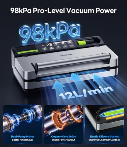 Image of 98kPa Smart Vacuum Sealer with FreshTrack Label Printing & Food Manager App