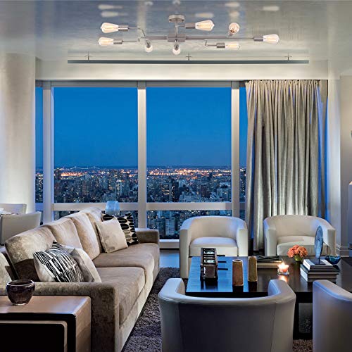 mirrea Modern Industrial Semi-Flush Mount Metal Ceiling Lighting for Rectangular Room 8 Lights (Brushed Nickel) - Image 3