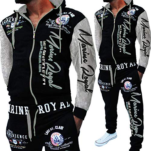 Image of HHGKED Men 's Casual Tracksuit Hooded Full Zip Elastic Waistband Sweatsuit Set