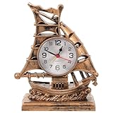 IMIKEYA Reloj despertador de escritorio con diseño de velero, estilo vintage, adorno para sala de estar, mesita de noche, decoración del hogar, sin batería, estilo aleatorio