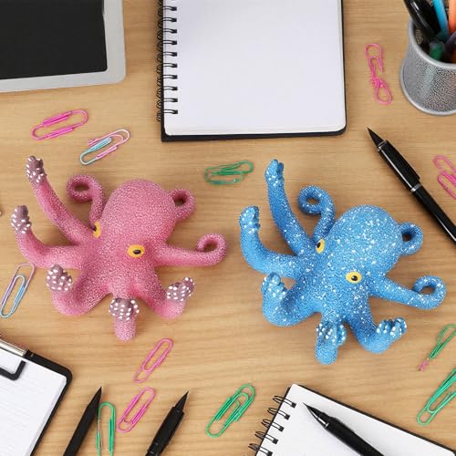 Estatua de pulpo con dedo medio luminosa azul y púrpura miniatura 2