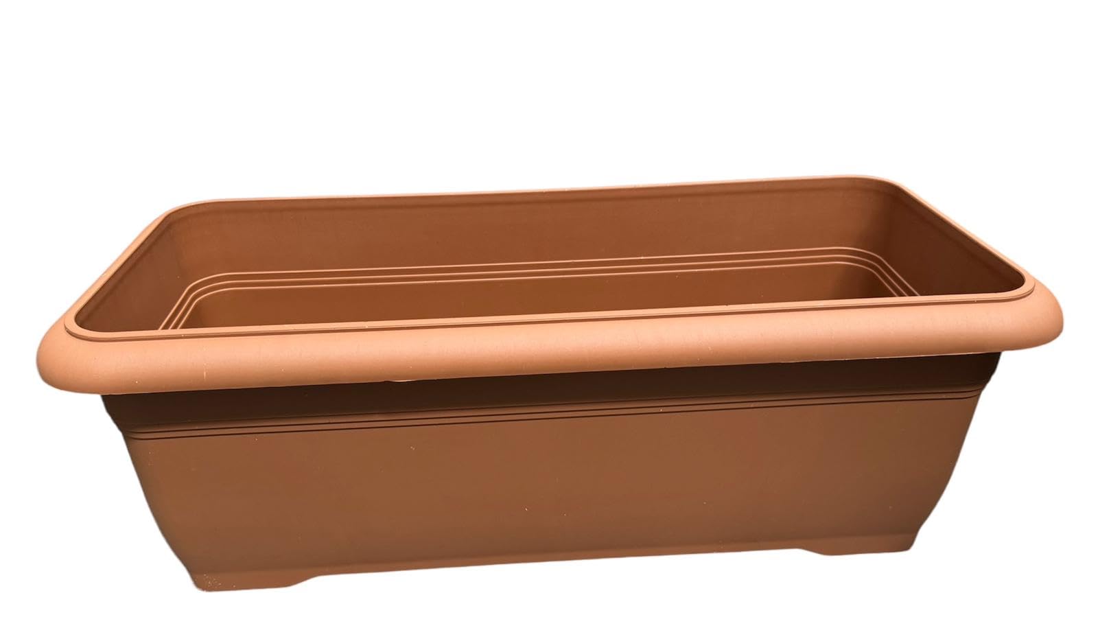 Tamersgifts Extra Large Garden Trough with Wheels, 62 Litre Capacity, 83cm x 38cm x 30cm (Terracotta)