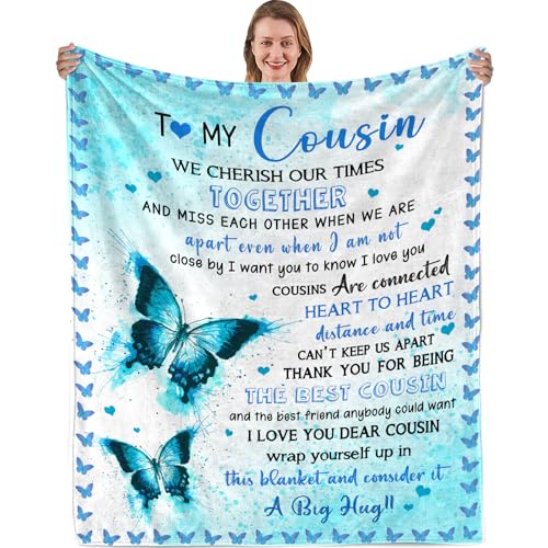 Nahjiiem Cousin Gifts for Women, Gift for Cousins Female, Cousins Birthday Gifts Ideas for Women, to My Cousin Throw Blanket 60