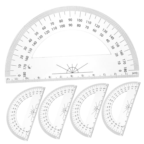 Gogogmee 5piezas Transportador De Plástico Transparente De Círculo Herramienta De Ángulos Matemáticos Para Dibujo y Medición Para Aula y Uso Escolar