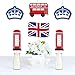 Big Dot of Happiness Cheerio, London - Union Jack Flag, Double-Decker Bus, Crown and Red Telephone Booth Decorations DIY British UK Party Essentials - Set of 20