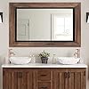 YOSHOOT Rustic Wooden Framed Wall Mirror Natural Wood and Iron Bathroom Vanity Mirror for Farmhouse Decor Vertical or Horizontal Hanging