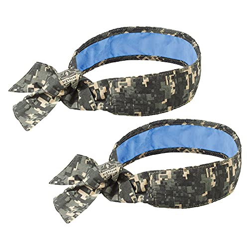 Image of Ergodyne Chill Its 6700CT Cooling Bandana, Lined with Evaporative PVA Material for Fast Cooling Relief, Tie for Adjustable Fit, 2-Pack, Camo