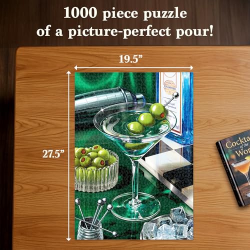 Image of Gouda Games Jigsaw Puzzle 1000 Pieces - The Classic Martini, Cocktail Puzzle for Adults with Full-Size Poster, Includes Sorting Trays, Gifts for Cocktail Lovers, Finished Size 27.5 inch x 19.5 inch