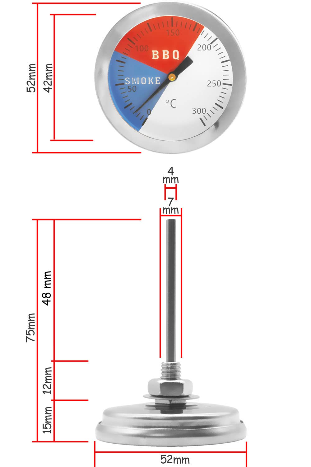 Termometro Da BBQ Analogico HomeTools.eu® - Resistente Fino A 300°C, Perfetto Per Grigliate E Affumicatori - Foto 10
