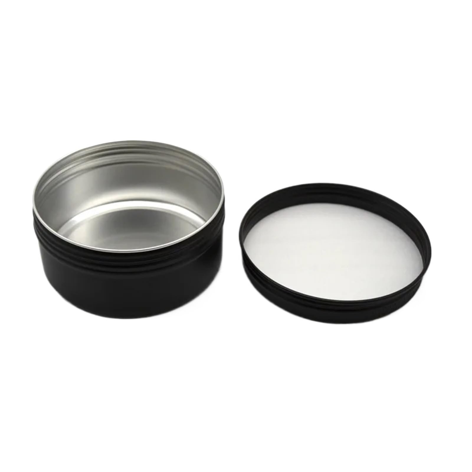 Słoiki kosmetyczne， Czarne puste okrągłe aluminiowe pudełko Metalowe puszki z kremem Kosmetyczny DIY Słoik do wielokrotnego napełniania Herbata Aluminiowy garnek do kremów(150g)