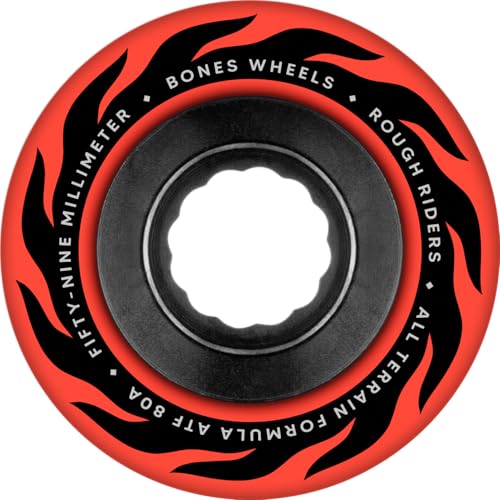 Bones Wheels ATF Rough Riders Eternal Flames Skateboard Wheels, 59mm, 80A, Red