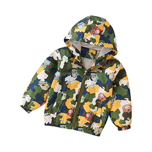 Toddler Kids Boys Cartoon Car Jacket Zipper Hooded Windproof Light Coat Windbreaker Outwear with Pockets