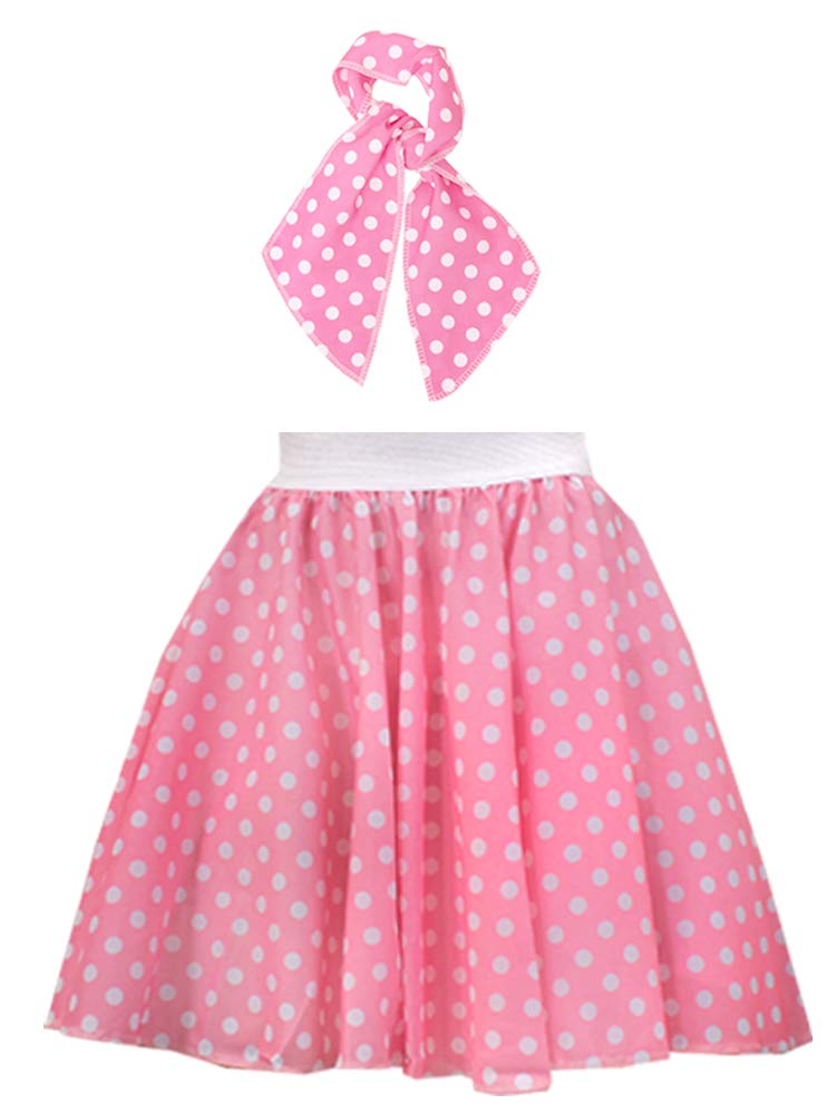 Jupe Rock And Roll Années 50 à Pois Avec Foulard Assorti - Tenue Swing Danse Retro Femme