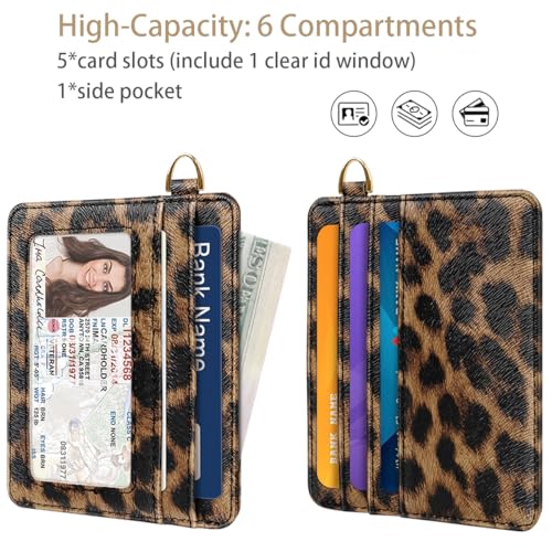 Image of Slim Minimalist Pocket Credit Card Holder Wallet Women | RFID Blocking Lightweight Thin Small Cute Card Cases, Leopard