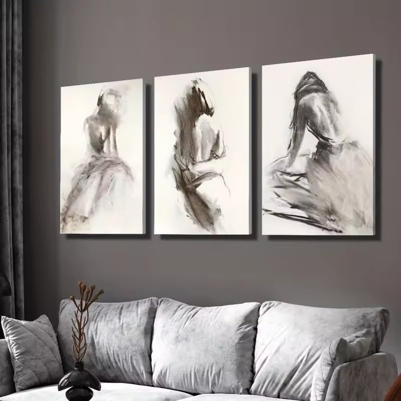 Tableaux abstraits croquis féminin pour sublimer un mur blanc sans encombrer