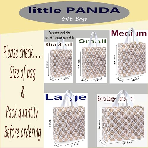 Image of little PANDA Canvas Shopping Carry Bag for Wedding Return Gifts Bags for festive Occassion, White Printed
