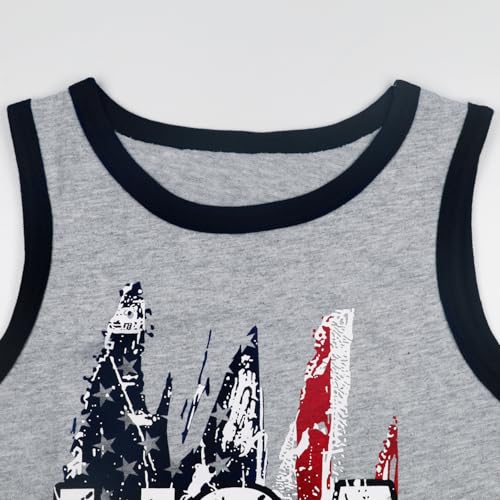 Image of 4th of July Tank for Boy Girl American Flag Shirts Kids Patriotic Outfit Independence Day Sleeveless Tops 2-7T