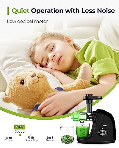 Jocuu Slow Masticating Juicer With 2-Speed Modes - Cold Press Juicer Machine - Quiet Motor & Reverse Function - Easy To Clean Juicer Extractor - Juice Recipes For Fruits & Vegetables (Black) #TOP4