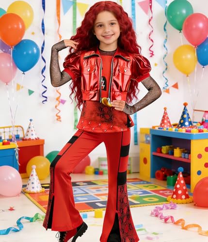 Disfraz rojo para niña 4-5 años 4 piezas miniatura 2