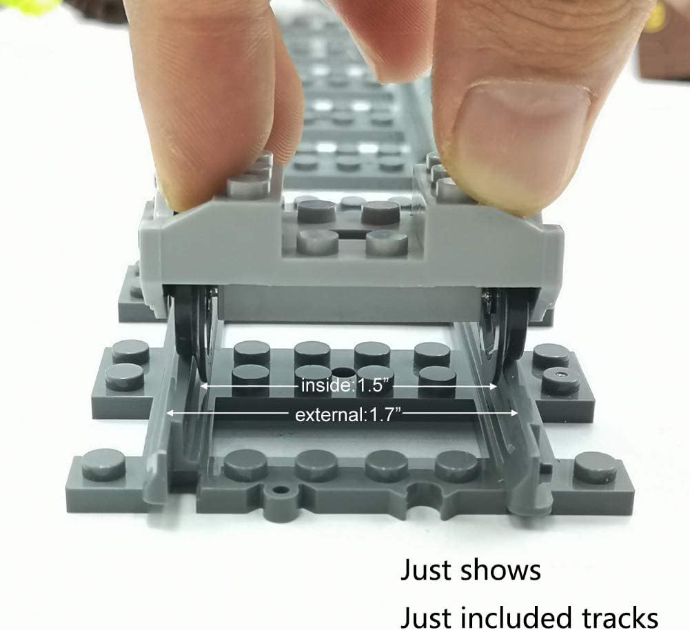 56pcs City Train Tracks Toy Straight and Flexible Train Track Railway Extension Building Set Block Toy Compatible with Major Brand (36 Straight and 20 Flexible)