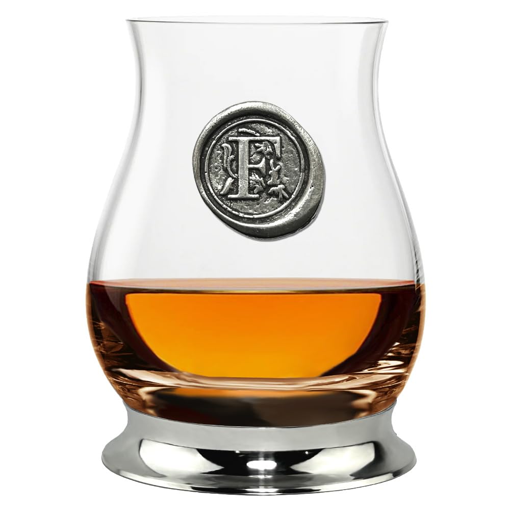 English Pewter Company Glencairn Personalised Whisky Mixer Glass with Monogram Initial, Unique Gifts for Men