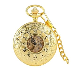 Uxury Zakhorloge Mechanisch Handmatig Opwindbaar Dubbel Open Zijketting Goudkleurig