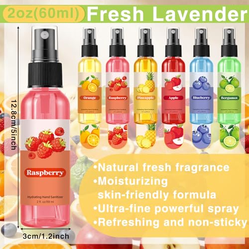 Image of 6 Pcs Hydrating Hand Washing Spray Vibrant Fruit Scented Hand Washing Spray Travel Size 2 Fl oz Pocket Bottle Mist Gently Cleans Dirt for Family Adults Sensitive Skin Office Family School