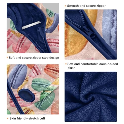 Macarons and Pink Background Girls Fleece Jacket Girls Fall Jacket Boys Coats Zip Up Hoodie Outerwear 2-10T3