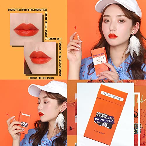 Pasnowfu 20 Pcs/Set Of Tattoo Lipstick, Cotton Swab Lipstick, Tattoo Lip Stain Tattoo Lipstick Cotton Swab, Durable Waterproof Liquid Non-Stick Lipstick, Easy To Carry(Color : Orange Red) #TOP1
