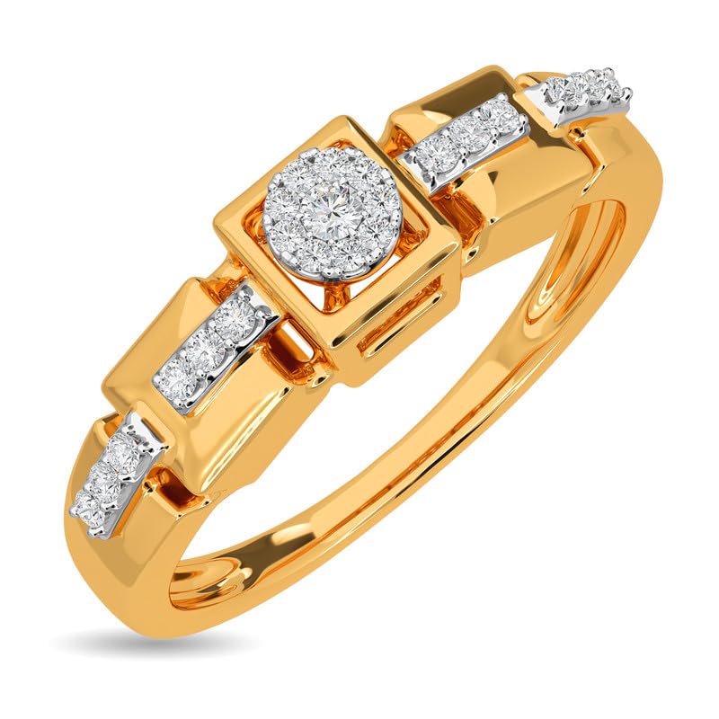 Image of KISNA 14k / 18k Real Gold & Diamond Ring | Diwali, Rakhi Rakshabandhan Gift for Sister /Bhabhi /Women | With Certificate of Authenticity & BIS-Hallmarked Gold Jewellery | Alina Diamond Ring