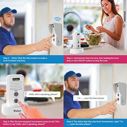Image of Wuloo Wireless Intercom Doorbell Chime for Home Intercomunicador (1&1-White)