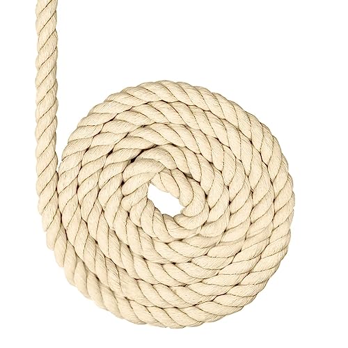 SJBAUTYO Hilo de Algodón Beige, Hilo de Algodón Natural, Cuerda Trenzada Macramé, Cuerda de Cáñamo para Tejer Manualidades DIY (10mm,4m)