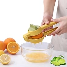 Espremedor de Frutas Limão Laranja Manual Portátil para Sucos Cítricos com Maçaneta Giratória - Amarelo