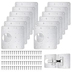 Flintronic Piastra di Riparazione per Cerniere, 12 Pezzi 9 x 9cm Repair Brackets Plates con Kit Staffa Foro 80 viti, Piastre di Montaggio della Cerniera della Port per Cucina, Armadio, Mensole