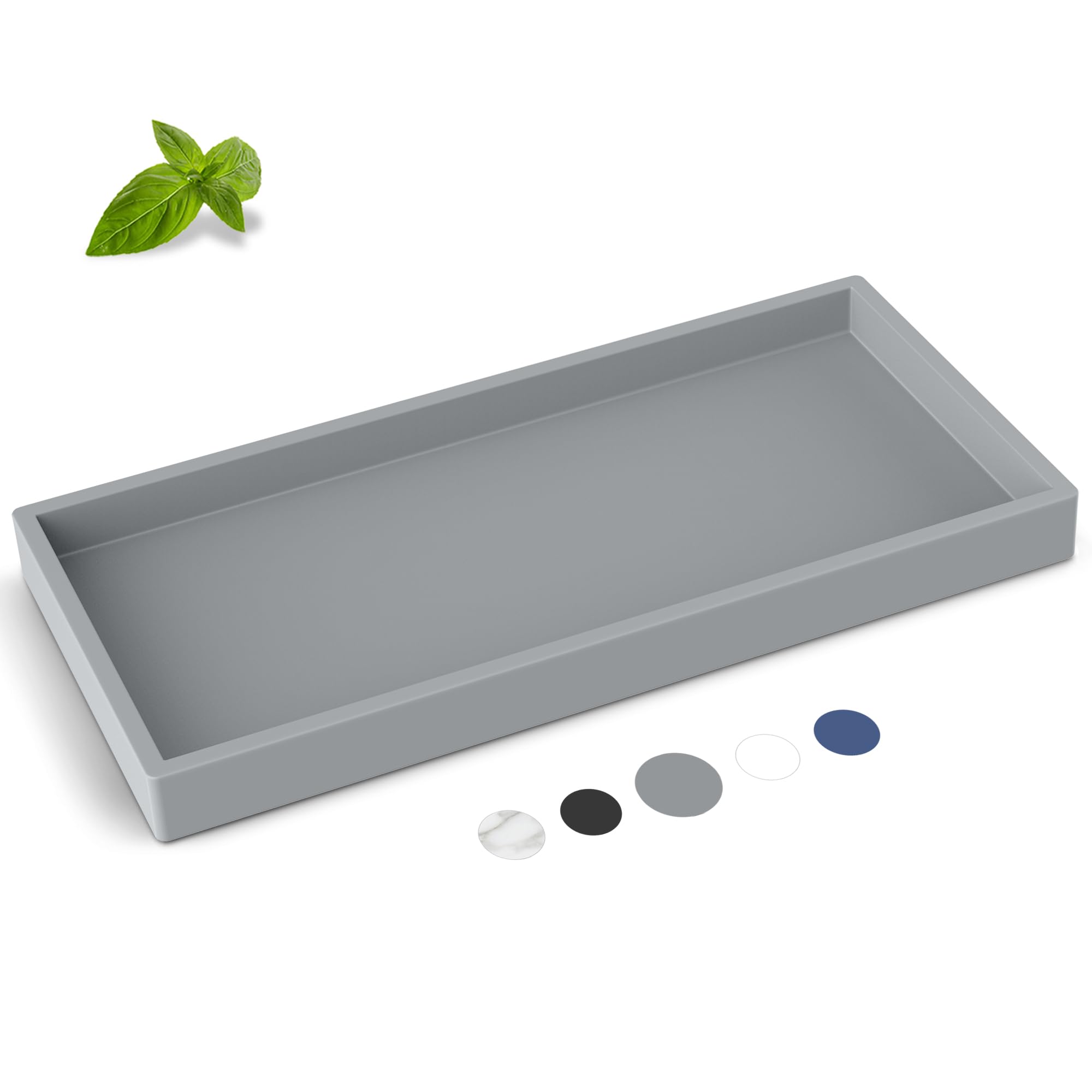 EG-SIPRO Bathroom Counter Tray - High-Grade Thickened Silicone Vanity Tray, Shatterproof Durable Rectangle Soap Dispenser for Countertop