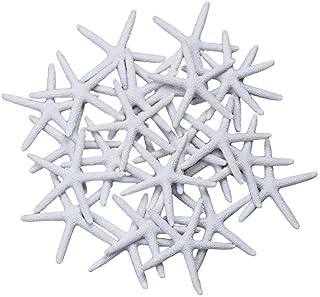 LJY 25 Pieces 8cm White Resin Pencil Finger Starfish for Wedding Home Decor and Craft Project