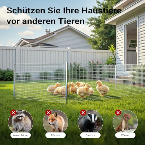 Wiltec Maschendrahtzaun 1x5 m 100 cm hoch 0,75 mm stark 19x19 mm Maschengröße, Volierendraht 4-Eck aus Stahl verzinkt, Drahtgitter, Vogeldraht